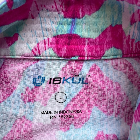 IBKUL Long Sleeve Mock Neck Quarter Zip Lightweight Golf Shirt Zebra Print L - Picture 7 of 8